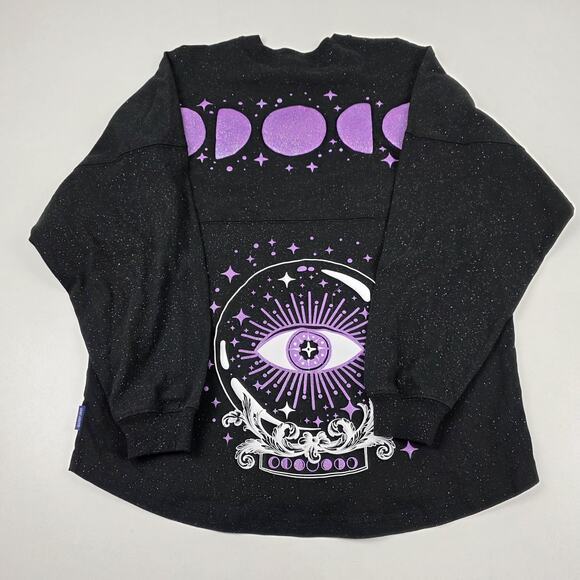 Spirit Jersey Shirt Womens Small Black Howl-O-Scream Moon Phases Crystal Ball - Picture 2 of 12